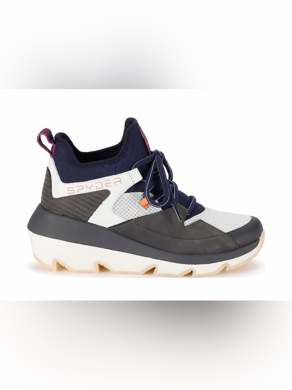 Spyder Women's Navy, Gray and White Athletic Sneaker with Orange Accent
